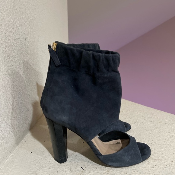 Diane Von Furstenberg DVF  Suede Blue Cutout Peep Toes Ankle Bootie  Sandals 7.5 - Picture 1 of 9